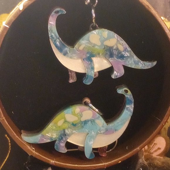 Erstwilder Jewelry - NIB (Teal/green) I'll Be Brach Dinosaur Earrings Erstwilder